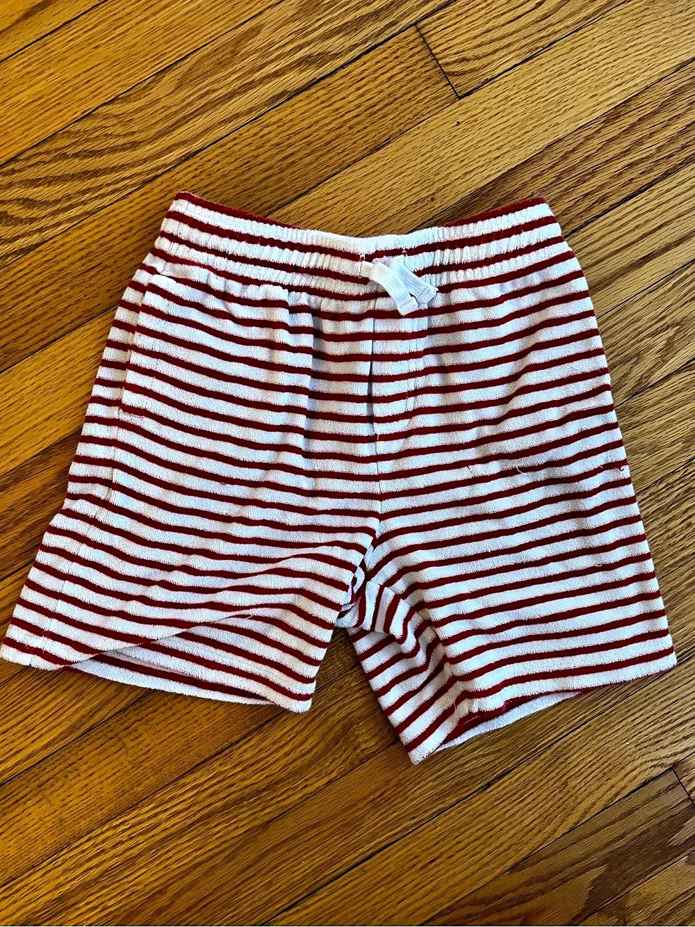 Janie and Jack Striped Terry Cloth Shorts in Red & White Size 6